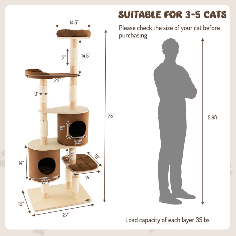 Defreese 75 H Cat Tree Brown Gray